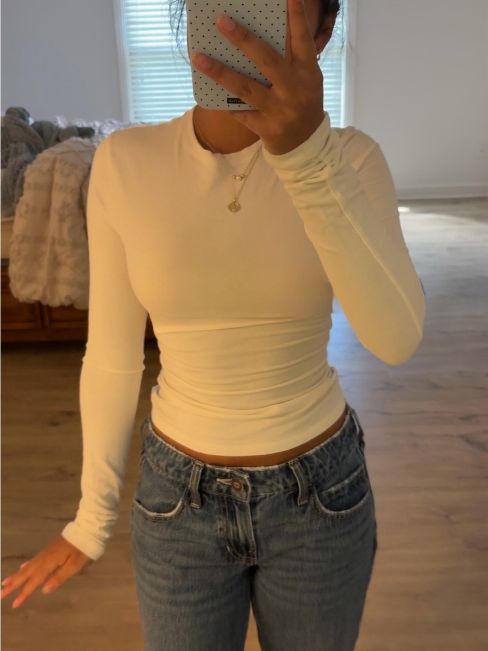 SKIMS Long Sleeve Crewneck Top in Cream